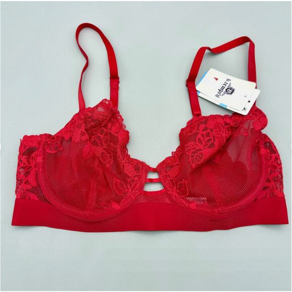 B.tempt'd by Wacoal Bra Size 34C Red Lace Opening Act Underwire Sexy NEW NWT - Picture 5 of 8